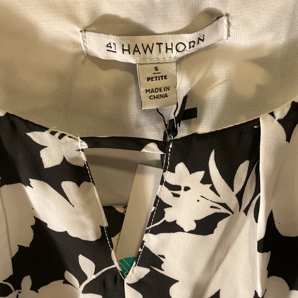 41 Hawthorn Gracie Tulip Detail Black and White Blouse Size New Petite Small - Picture 5 of 8